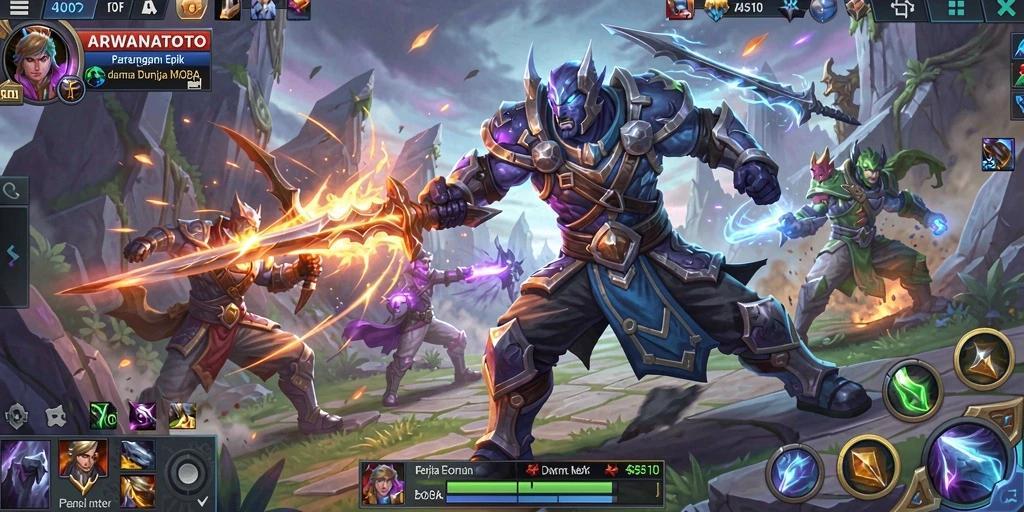 Gameplay ARWANATOTO yang seru dan penuh aksi.