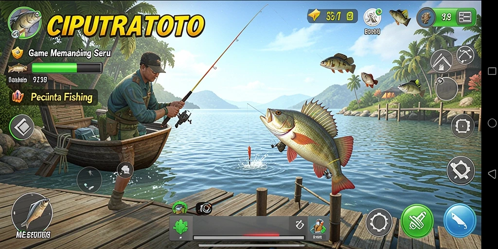 Tampilan gameplay seru saat memancing di CIPUTRATOTO.