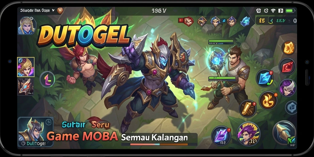 Tampilan gameplay DULTOGEL yang mendebarkan dalam arena MOBA.