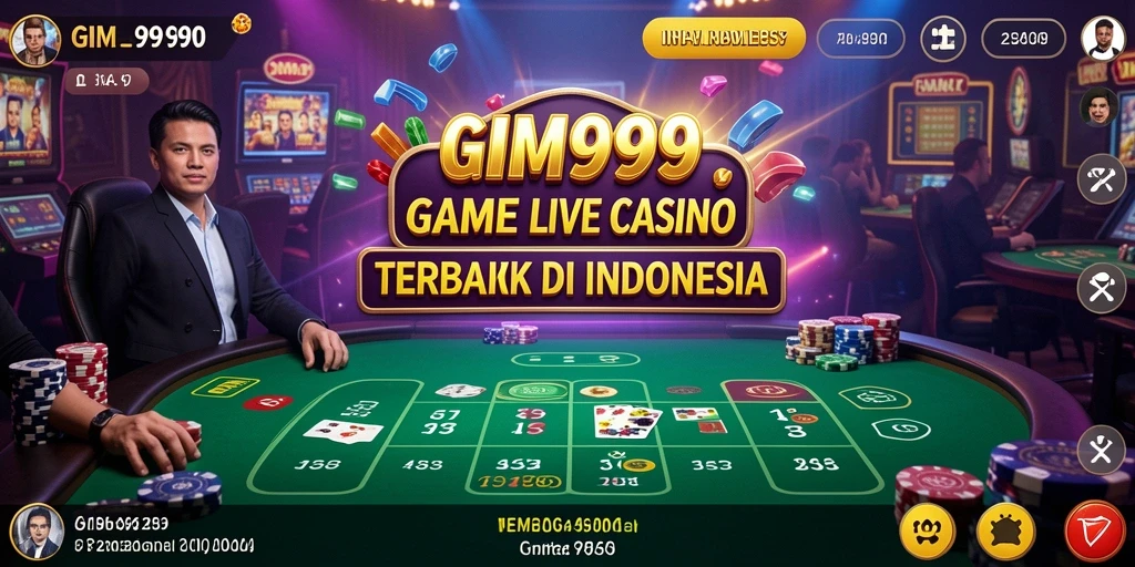 Screenshot GIM999 menampilkan dealer dalam permainan Live Casino yang mendebarkan.