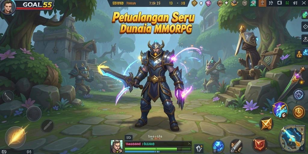 Screenshot utama GOAL55 menampilkan aksi seru dalam dunia MMORPG.