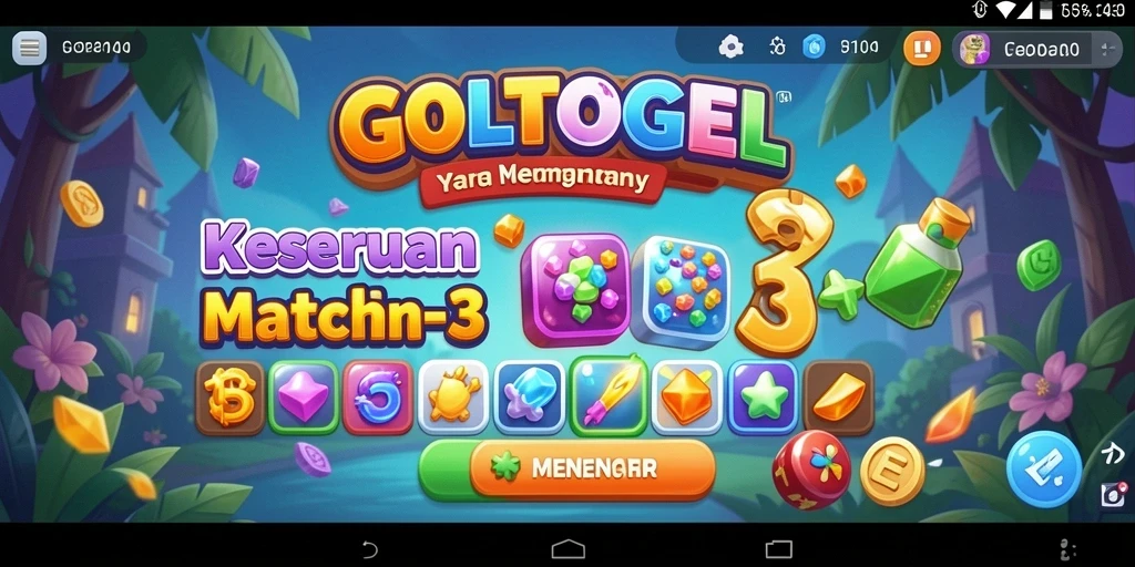 Tampilan menarik gameplay GOLTOGEL dengan match-3 yang seru.