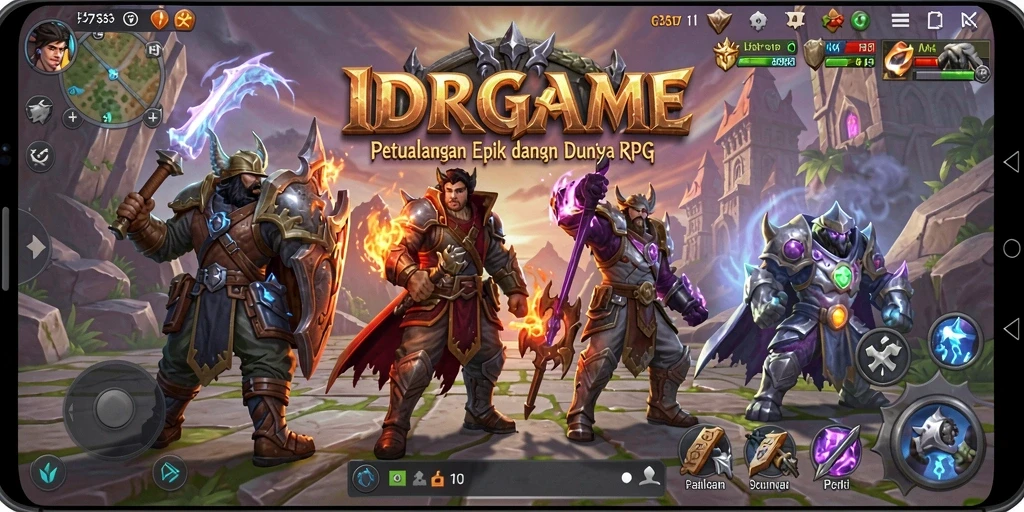 Tangkapan layar gameplay IDRGAME menunjukkan pertarungan epik dan karakter yang menarik.
