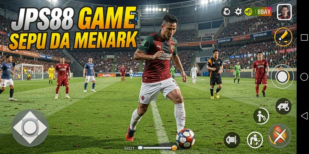 Screenshot gameplay JPS88 menampilkan aksi seru dalam pertandingan sepak bola.