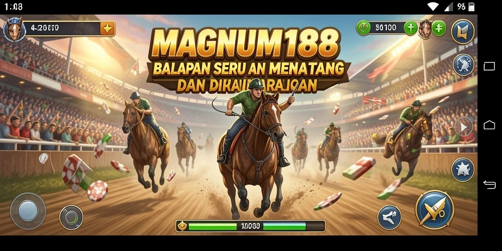 Tampilan gameplay MAGNUM188 yang menegangkan saat balapan.