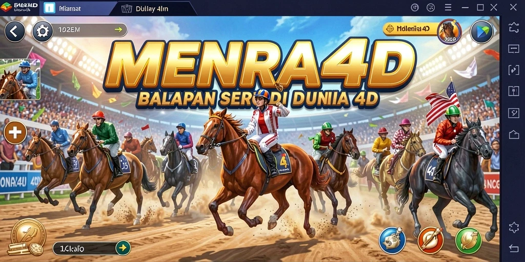 Screenshot MENARA4D menunjukkan momen seru balapan di trek 4D.