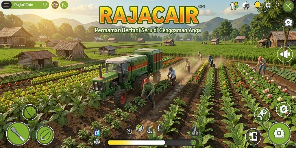 Screenshot gameplay RAJACAIR menampilkan diri Anda sebagai petani handal.
