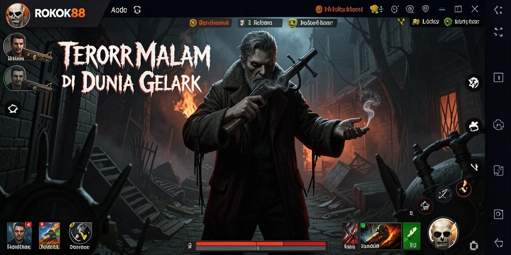 Screenshot menampilkan momen menegangkan dalam gameplay ROKOK88.