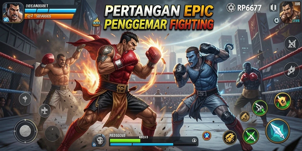Tangkapan layar utama RP6677 menampilkan aksi bertarung yang mendebarkan.