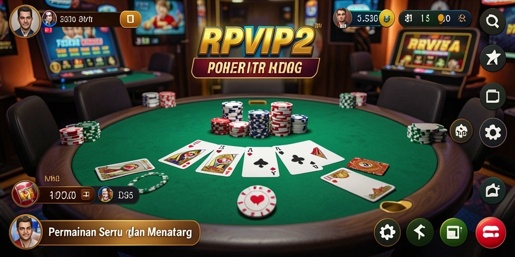 Tampilan menarik dari gameplay RPVIP2 yang menampilkan kasino Poker.