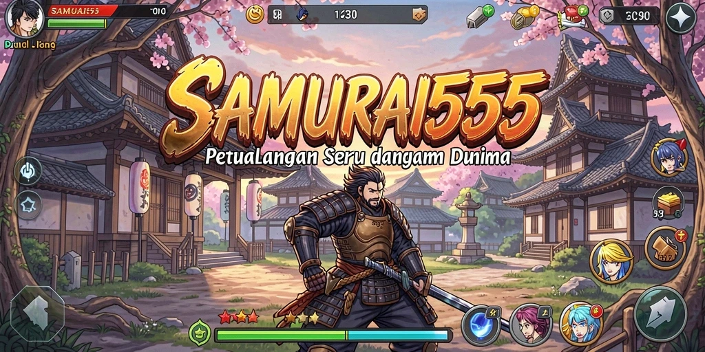 Tampilan gameplay <strong>SAMURAI555</strong> dengan aksi samurai yang mendebarkan.