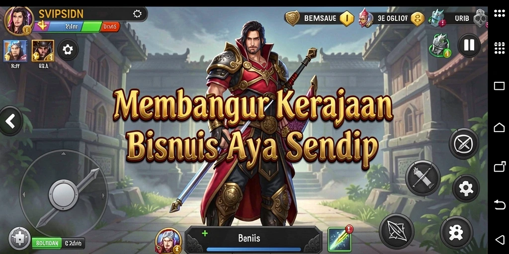 Tampilan gameplay SVIPSIDN yang menarik dengan elemen manajemen bisnis.