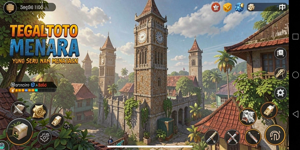 Tampilan gameplay menarik dari TEGALTOTO dengan menara bertahan.