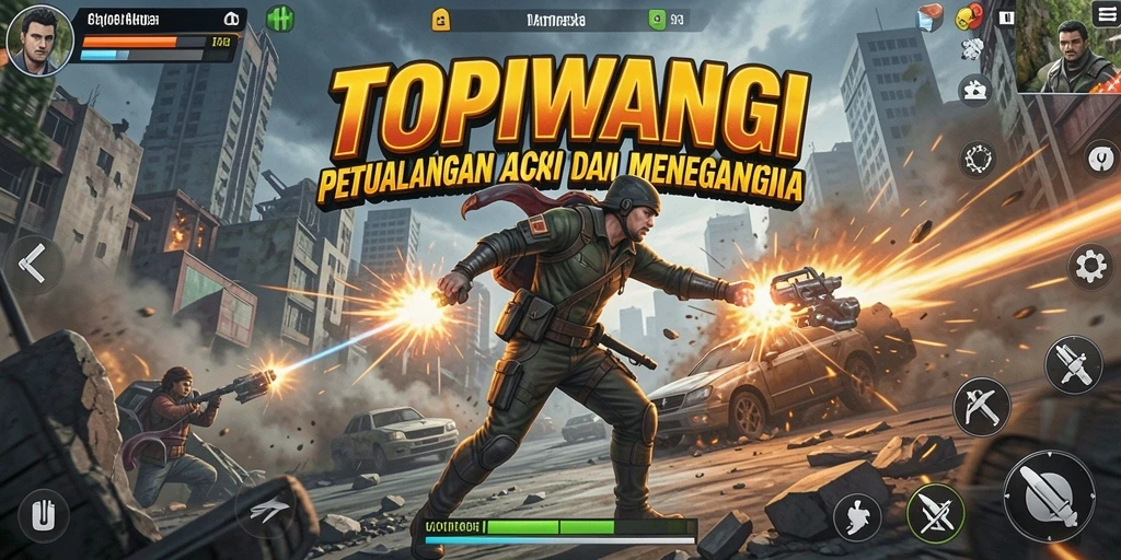 Tangkapan layar gameplay TOPIWANGI dengan aksi yang mendebarkan.