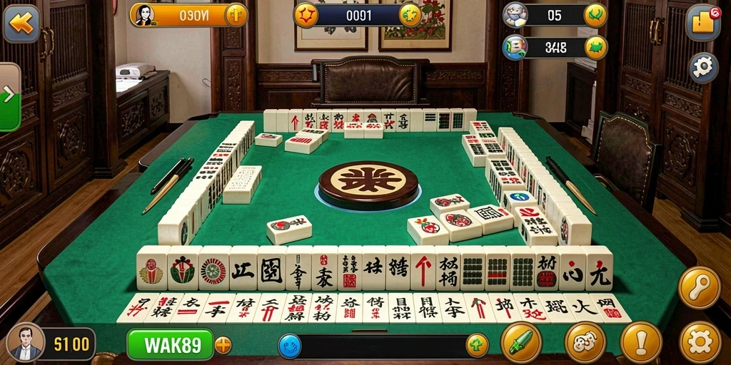 Tampilan gameplay seru dari WAK89 yang menampilkan Mahjong.